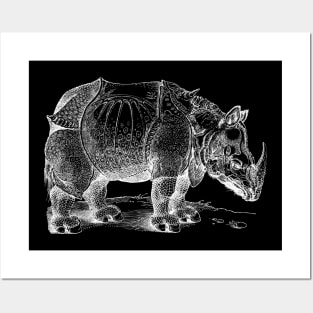 The Rhinoceros (Rhino) White Posters and Art